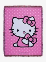 Sanrio Hello Kitty Polka Dot Jacquard Tapestry Throw