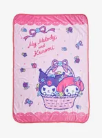 Sanrio Kuromi and My Melody Floral Basket Fleece Throw