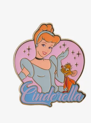 Disney Cinderella and Jaq Heart Portrait Enamel Pin - BoxLunch Exclusive