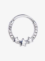 Steel Silver Triple Star Gem Hinged Clicker