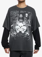 Social Collision® Skulls Sketch Oversized Long-Sleeve Twofer