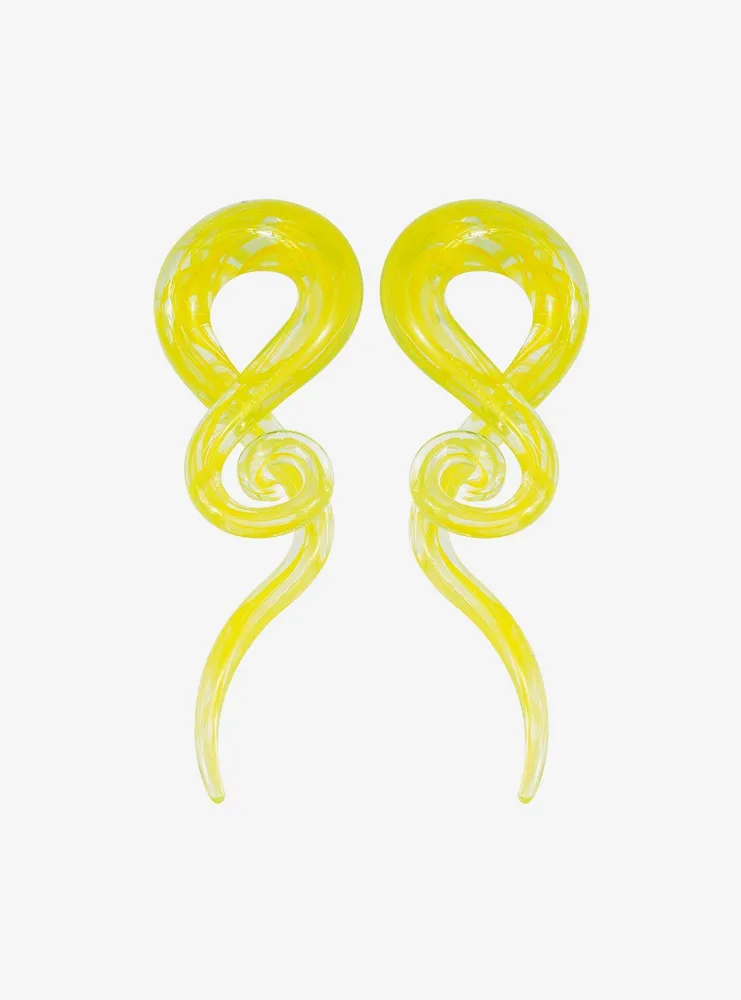 Glass Chartreuse Spiral Taper 2 Pack