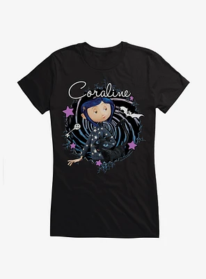 Coraline The Cat Swirl And Stars Girls T-Shirt