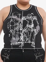 Death Note Ryuk Outline Ribbed Girls Crop Tank Top Plus