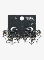 Thorn & Fable Spiderweb Spider Hoop Earrings