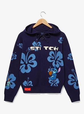 Her Universe Disney Lilo & Stitch Hibiscus Flower Knit Zippered Hoodie - BoxLunch Exclusive