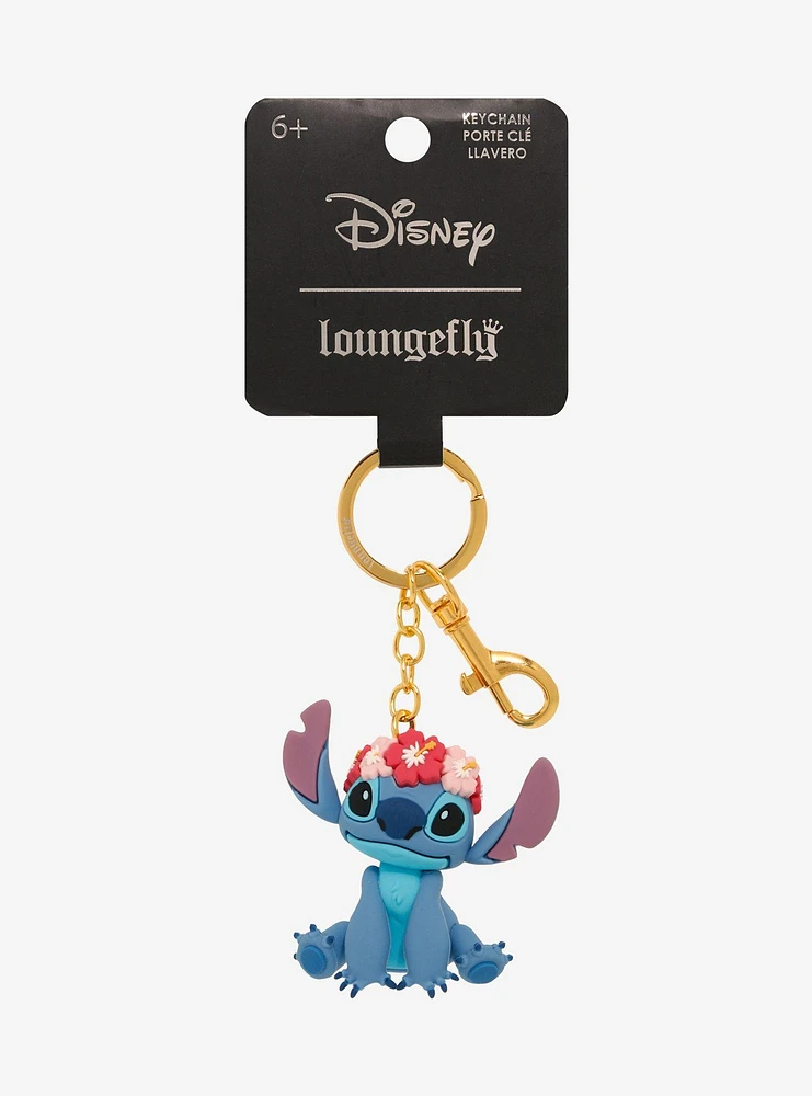 Loungefly Disney Lilo & Stitch Flower Crown Stitch 3D Keychain — BoxLunch Exclusive