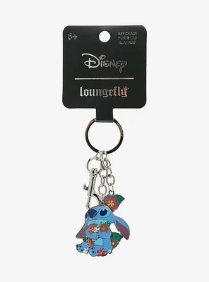 Loungefly Disney Lilo & Stitch Floral Stitch Multi-Charm Keychain - BoxLunch Exclusive