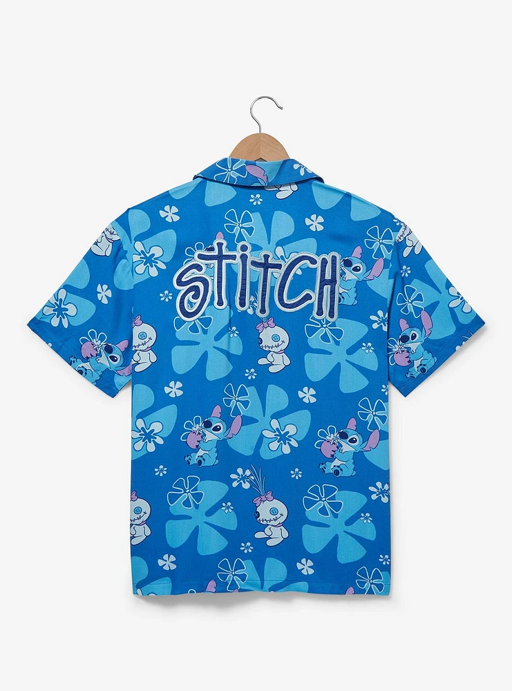 Disney Lilo & Stitch Scrump and Floral Allover Print Button-Up - BoxLunch Exclusive