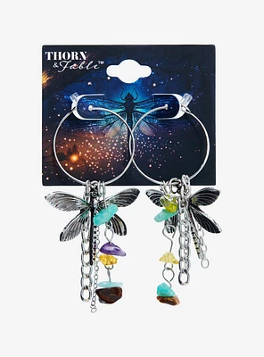 Thorn & Fable Dragonfly Crystal Hoop Earrings