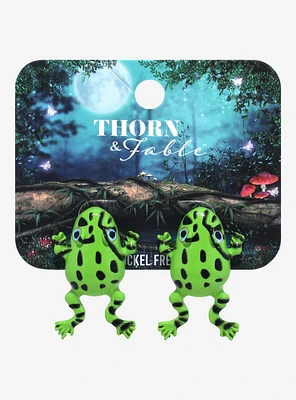 Thorn & Fable Spotted Frog Biting Earrings