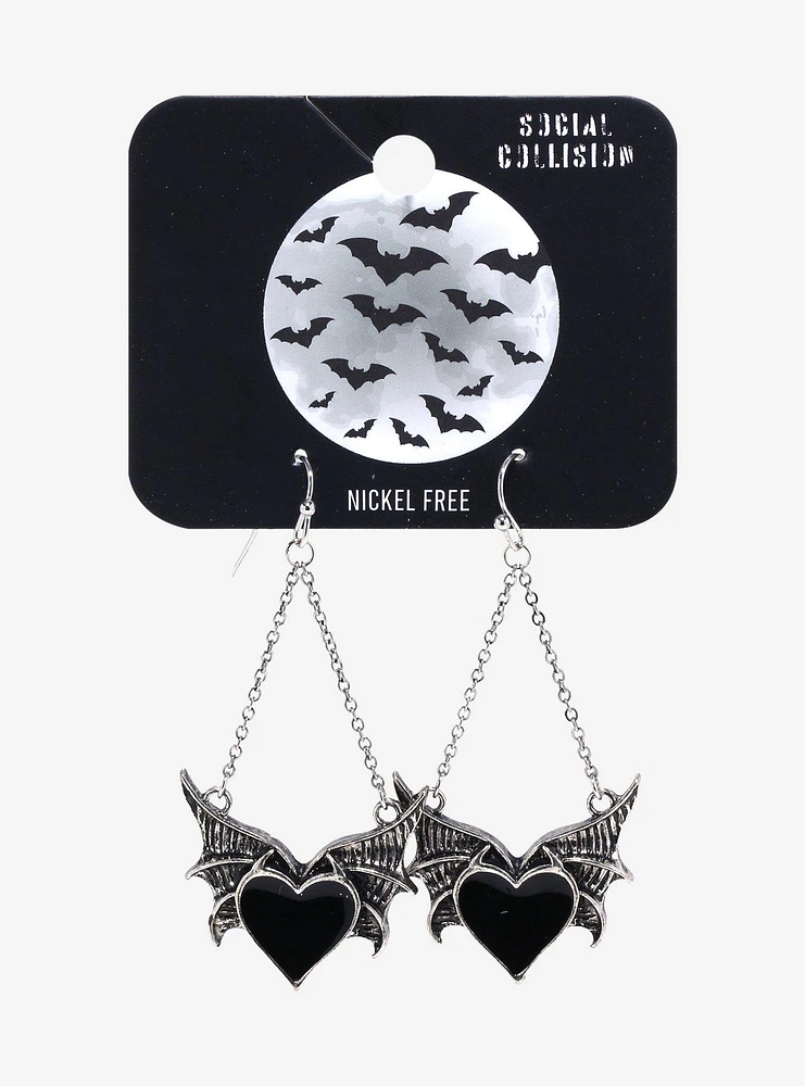 Social Collision® Heart Bat Drop Earrings