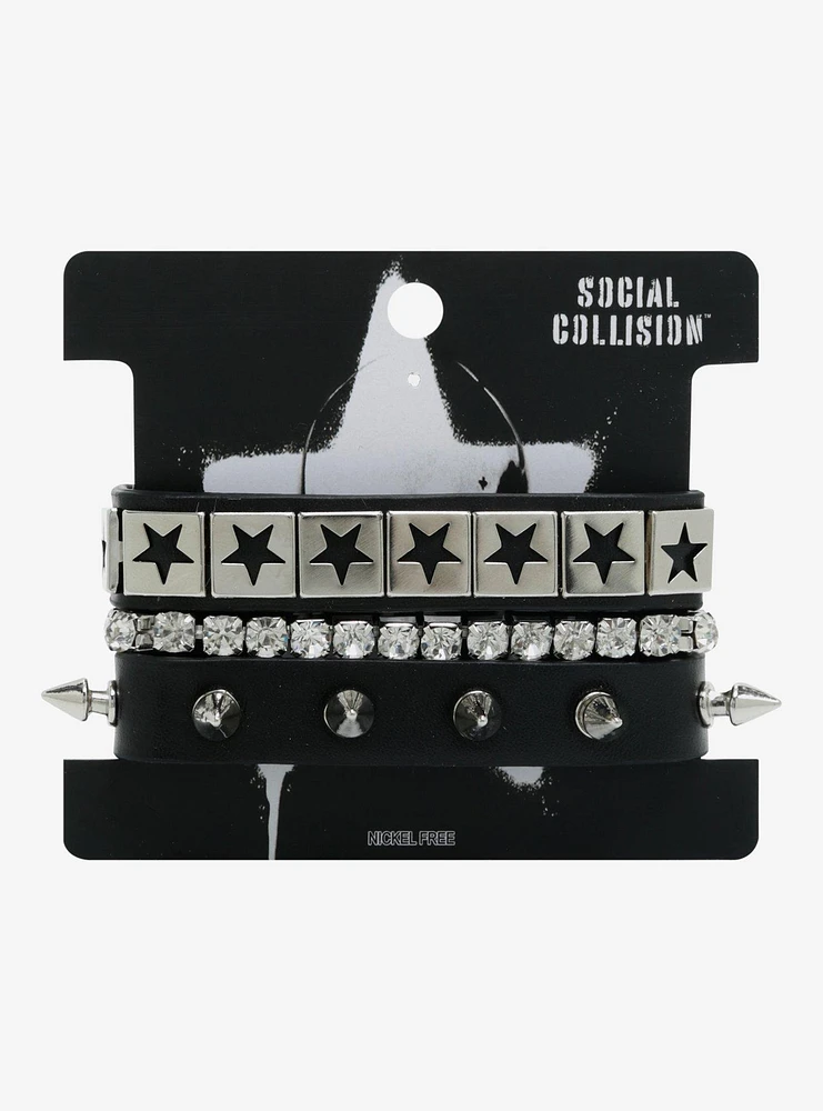 Social Collision Bling Cuff Bracelet Set