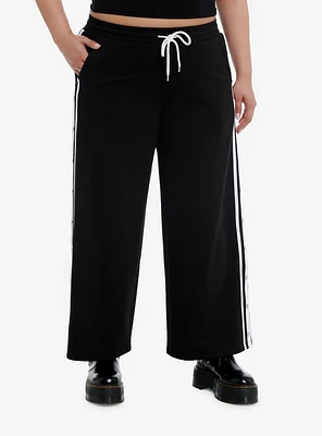 Social Collision® Black & White Stripe Snap Girls Track Pants Plus