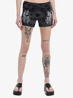 Social Collision Skull Wings Dark Wash Ruched Lounge Shorts