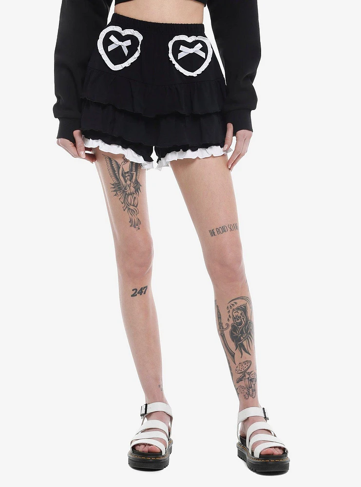 Sweet Society® Black & White Ruffle Lolita Girls Lounge Shorts