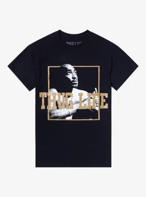 Tupac Thug Life Glitter Portrait Boyfriend Fit Girls T-Shirt