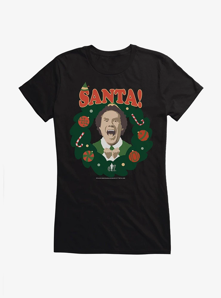 Elf Santa Buddy Wreathe Girls T-Shirt