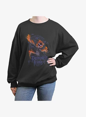 Disney The Nightmare Before Christmas Pumpkin King Flames Girls Oversized Sweatshirt