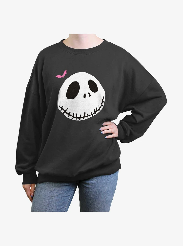 Disney The Nightmare Before Christmas Jack Skull Bat Girls Oversized Sweatshirt
