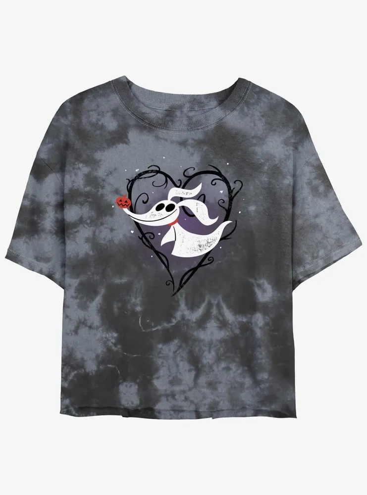 Disney The Nightmare Before Christmas Zero Beware Of Dog Womens Tie-Dye Crop T-Shirt