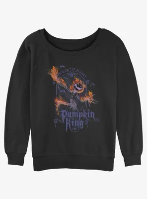 Disney The Nightmare Before Christmas Pumpkin King Flames Womens Slouchy Sweatshirt