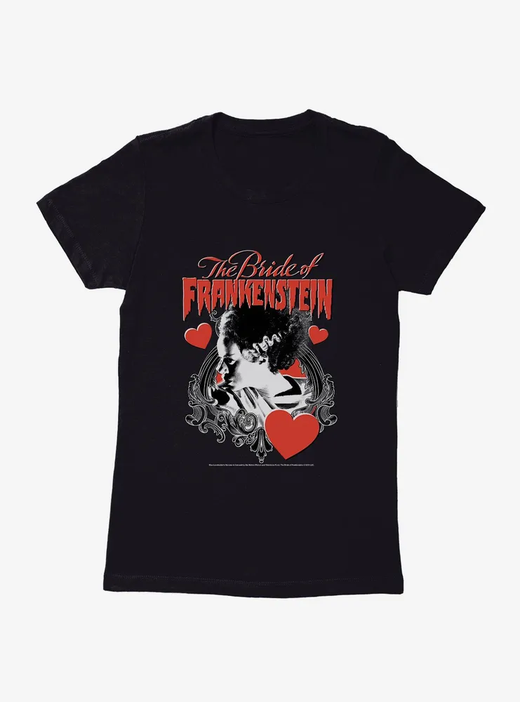 The Bride Of Frankenstein With Hearts Womens T-Shirt