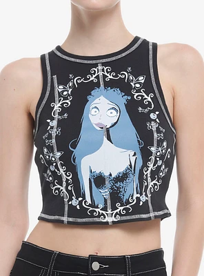 Corpse Bride Emily Ribbed Girls Crop Tank Top