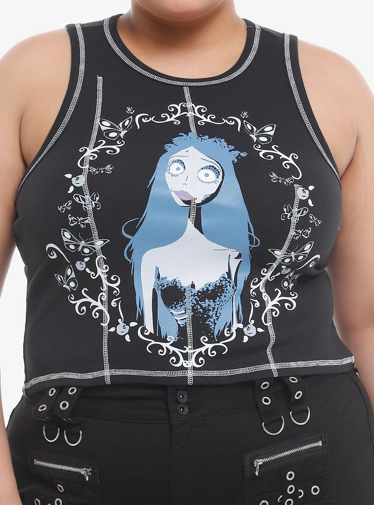 Corpse Bride Emily Ribbed Girls Crop Tank Top Plus