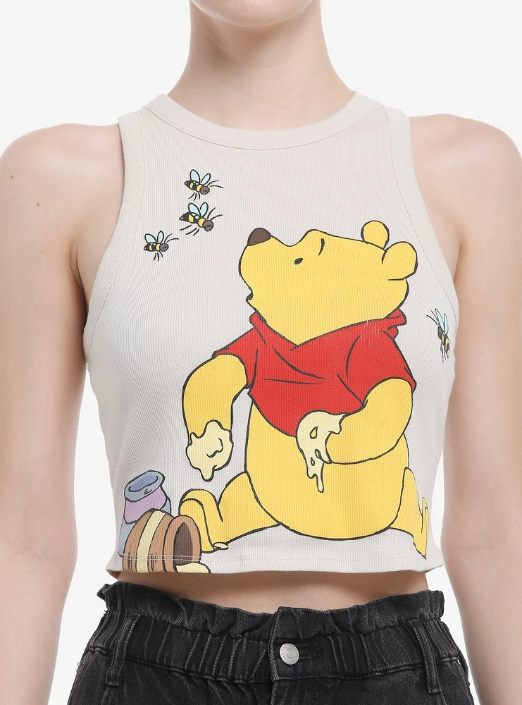 Disney Winnie The Pooh Ribbed Crop Girls Tank Top