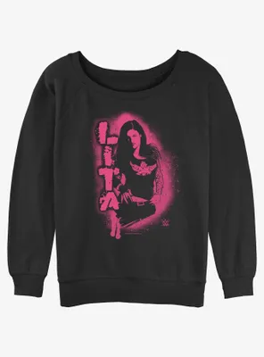 WWE Stencil Lita Womens Slouchy Sweatshirt