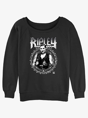 WWE Ripley Metal Portrait Girls Slouchy Sweatshirt