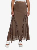 Thorn & Fable Brown Ruffle Maxi Skirt