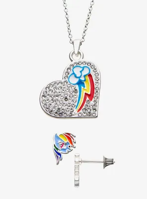 My Little Rainbow Dash Heart Necklace and Stud