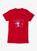 Peanuts Dashing Through The Snow Snoopy Woodstock Womens T-Shirt