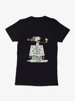 Peanuts Be Merry And Bright Snoopy Woodstock Womens T-Shirt