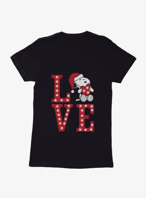 Peanuts Love Snoopy Santa Womens T-Shirt