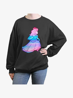 Nintendo Watercolor Ombre Peach Girls Oversized Sweatshirt