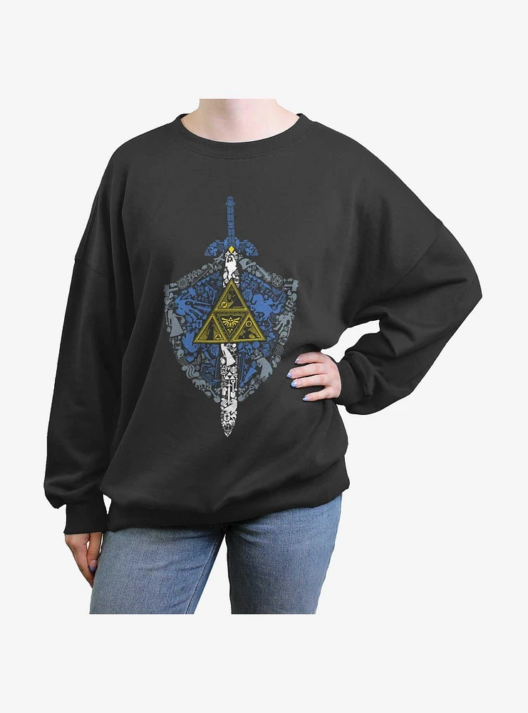 Nintendo Link Iconic Weapon Girls Oversized Sweatshirt