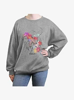 Disney The Little Mermaid Ariel Flowers Hair Girls Oversized Sweatshirt