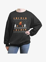 Nintendo Mario Ugly Christmas Girls Oversized Sweatshirt