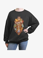 Disney Alice Wonderland Madness Keyhole Girls Oversized Sweatshirt