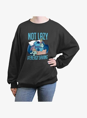 Disney Lilo & Stitch Not Lazy Energy Saving Girls Oversized Sweatshirt