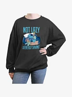 Disney Lilo & Stitch Not Lazy Energy Saving Girls Oversized Sweatshirt