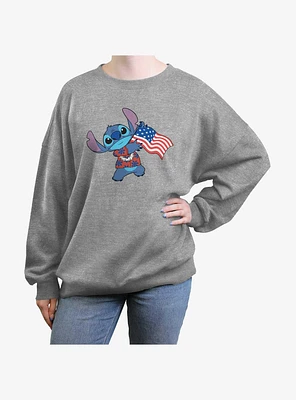 Disney Lilo & Stitch Tropic Flag Girls Oversized Sweatshirt