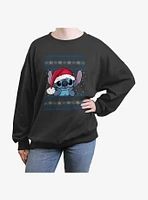 Disney Lilo & Stitch Santa Ugly Christmas Girls Oversized Sweatshirt