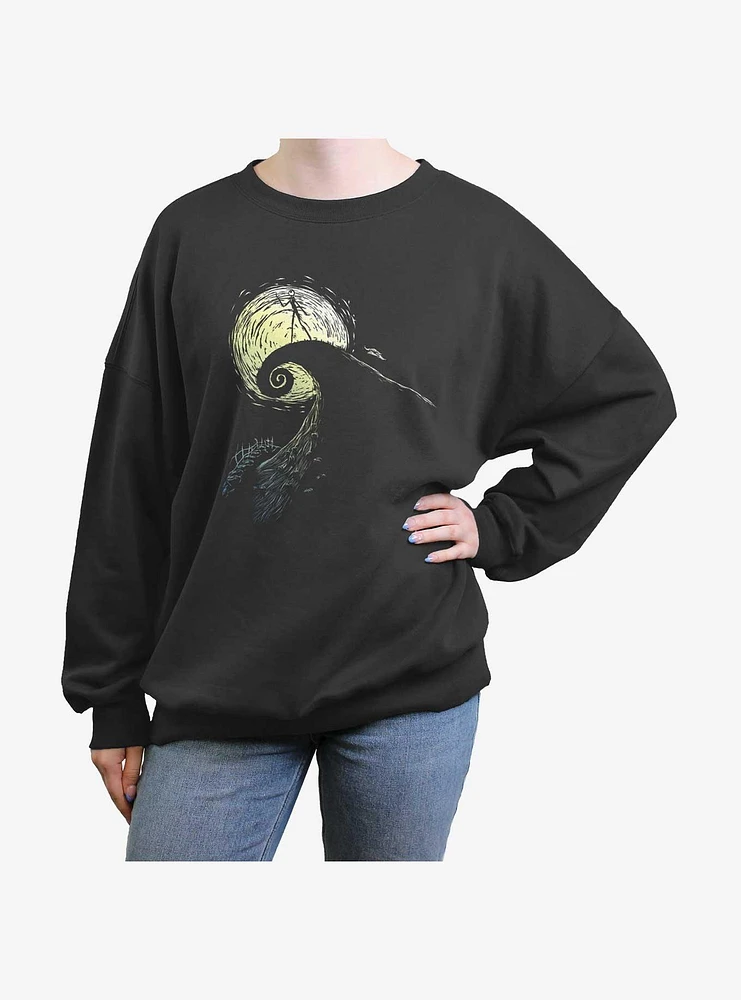 Disney The Nightmare Before Christmas Jack Skellington Moon Girls Oversized Sweatshirt