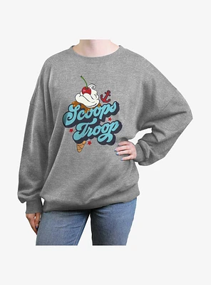 Stranger Things Scoops Troops Girls Oversized Sweatshirt
