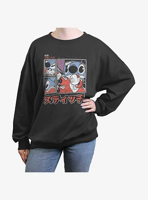 Disney Lilo & Stitch Kanji Girls Oversized Sweatshirt