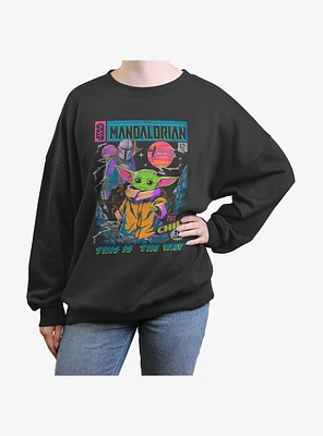 Star Wars The Mandalorian Neon Poster Girls Oversized Sweatshirt